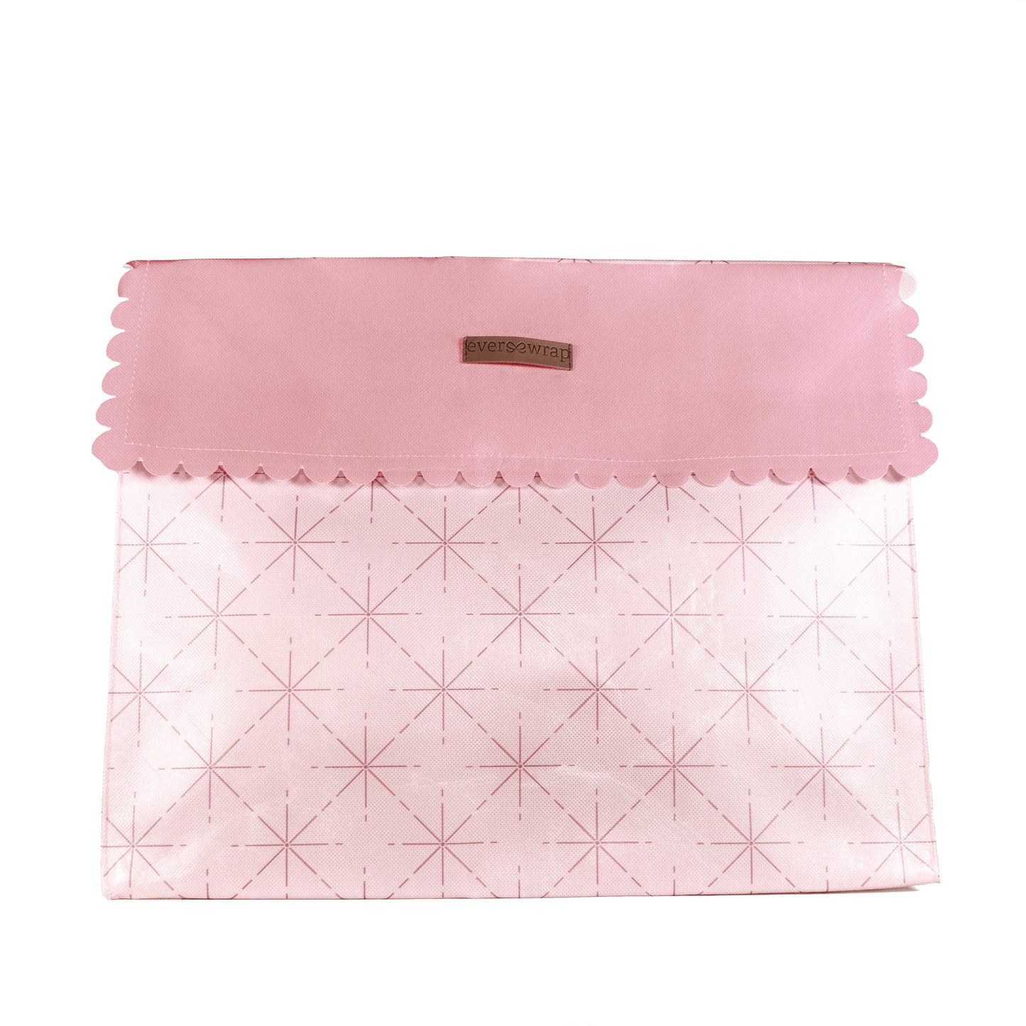Large Pink Reusable Gift Bag with magnet closure and scalloped, heavy duty for maximum reusability - EverWrap