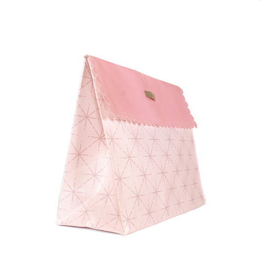 Dusty Pinks, Black and White Reusable set of 1 sleigh bag, 1 Large reusable gift bag with magnet closure, 1 extra heavy duty gift box with grosgrain ribbon and 1 pink and white bow with felted wool charm - EverWrap