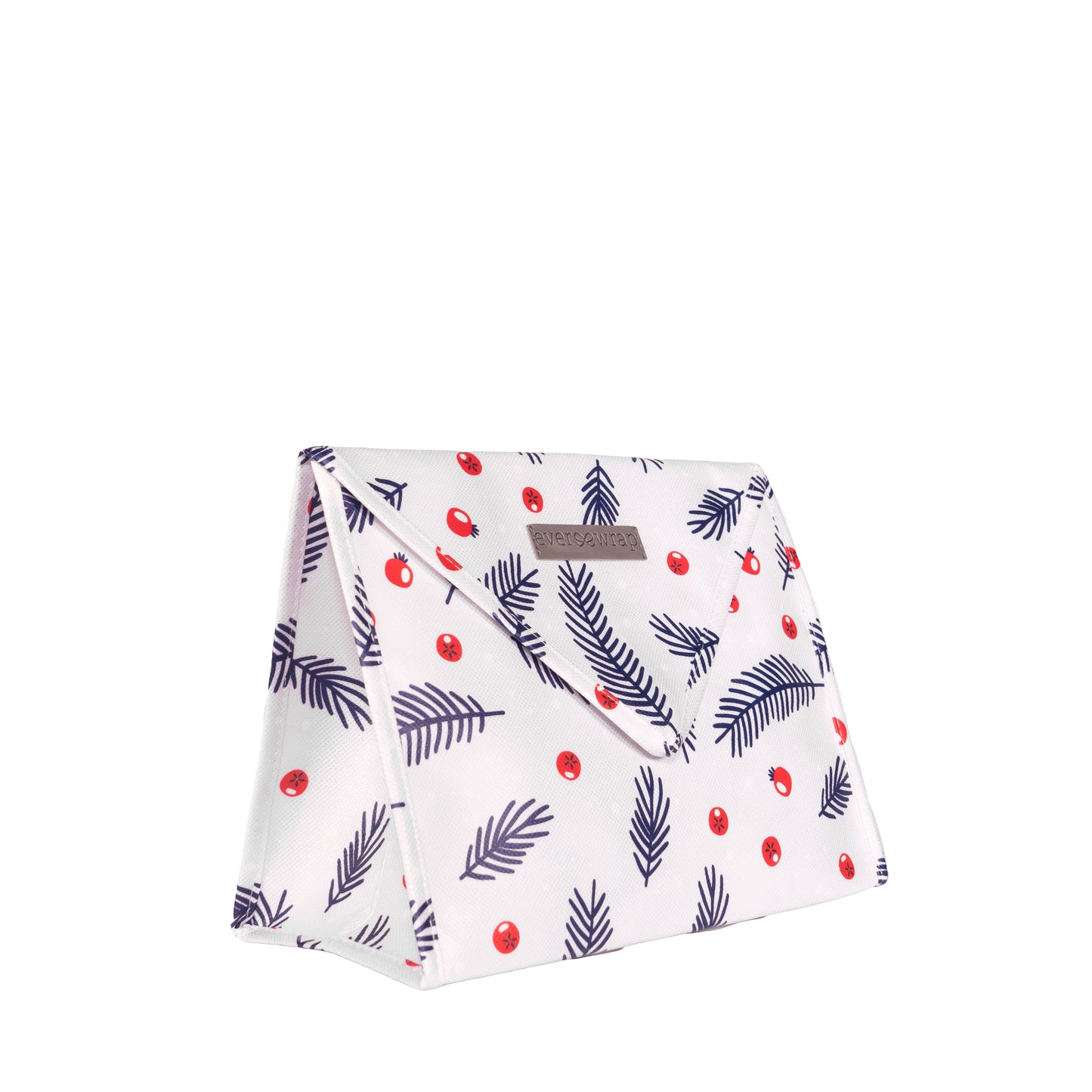 IRREGULAR - Small berry and tree sprig 9.5" wide reusable gift bag with magnet closure, heavy duty two layer non woven foldable sustainable eco-friendly gift bag - EverWrap