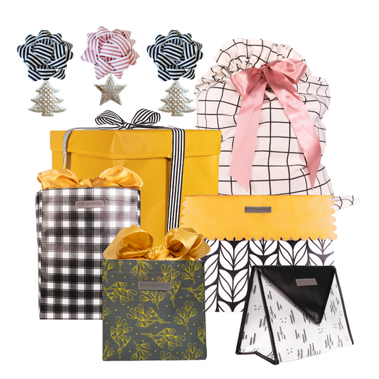 Medium Bundle: Reusable Gift Wrap Bags – Sustainable, Foldable, Eco-Friendly