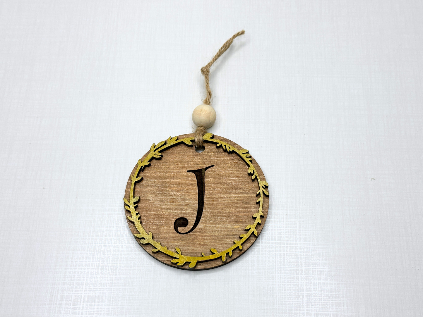 Charm: PERSONALIZED Wooden Circular Tag with Monogram