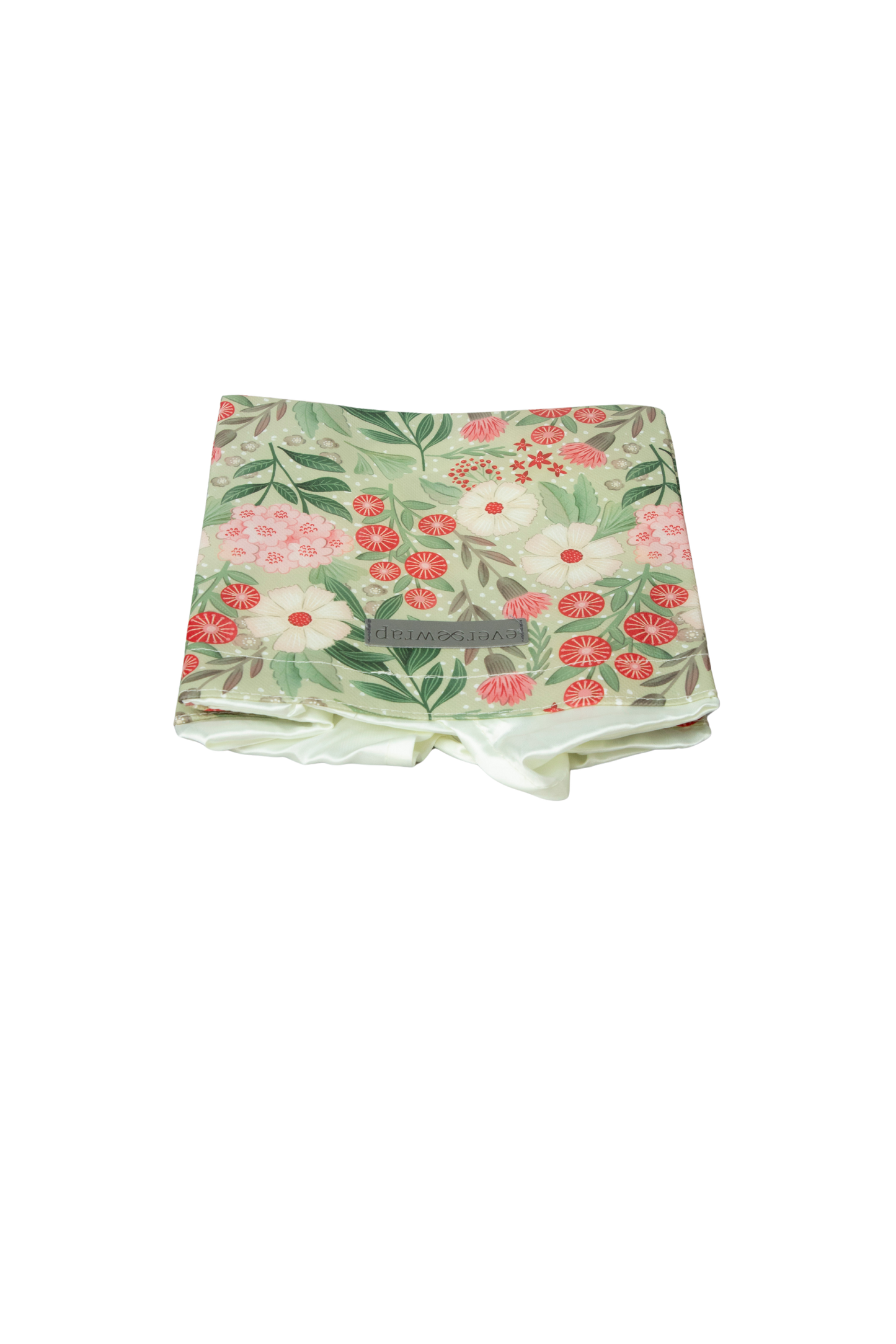 EverBag: Small Green Floral Print with Ivory Satin Bow