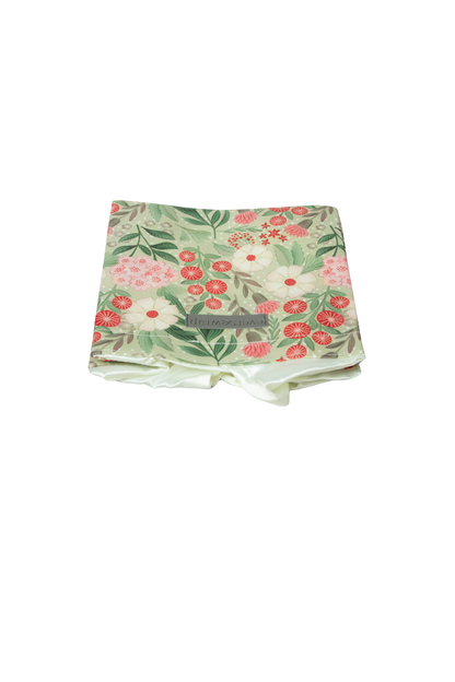EverBag: Small Green Floral Print with Ivory Satin Bow