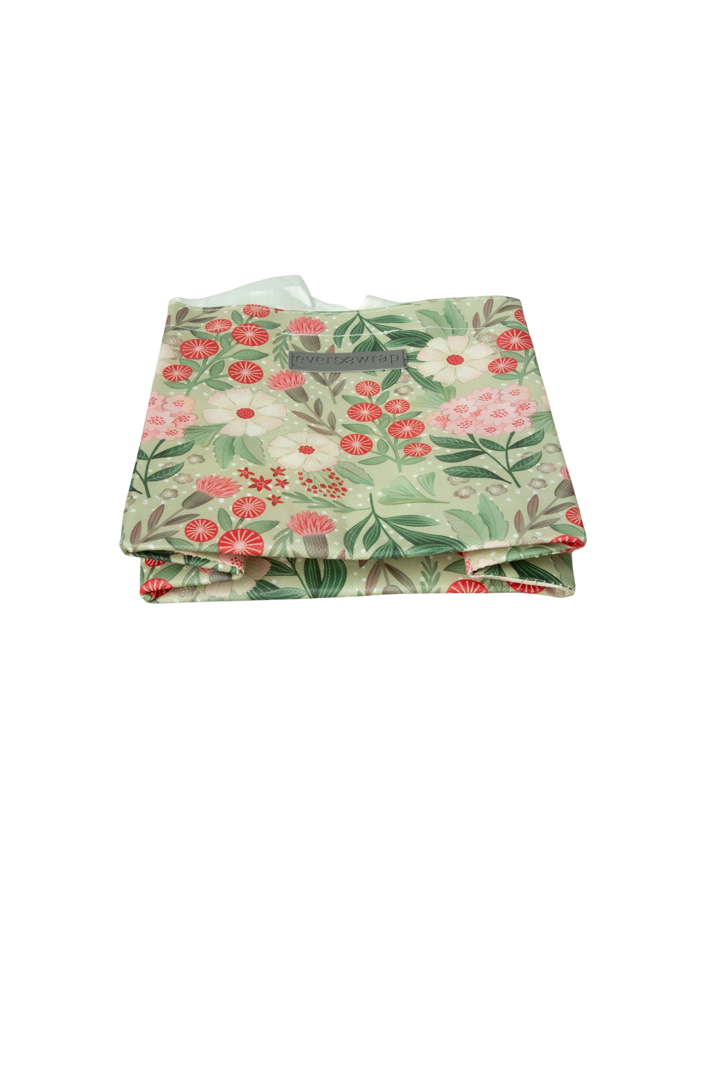 EverBag: Small Green Floral Print with Ivory Satin Bow