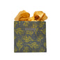 IRREGULAR - Grey and Gold Floral Print Small Reusable Gift Bag with Gold Satin Bow Collapsible Bag Heavy Duty for Zero Waste Reusability For Every Holiday - EverWrap