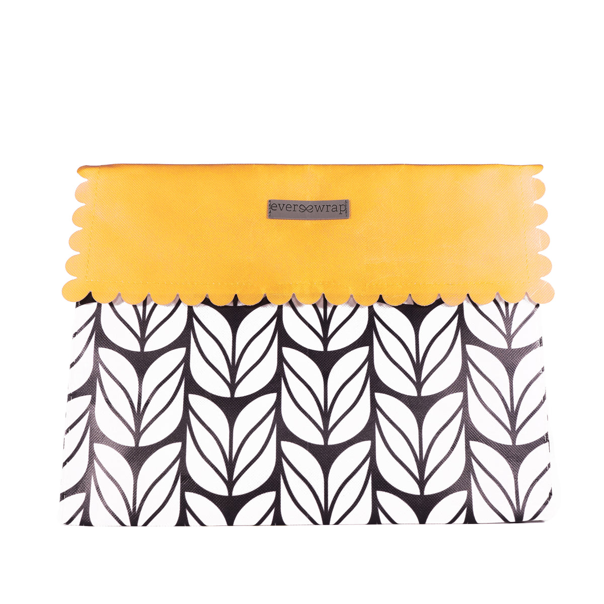 Black and White Gift Box and Bags, Buffalo check and Tulips with Big Pops of Yellow, collapsible and reusable zero-waste gift wrapping - EverWrap