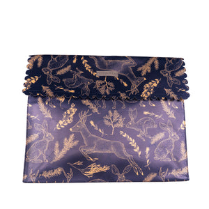 Navy Blue & Gold, Red & White Wintry prints with Woodland Animlas , Feathers and Berries are the perfect Gift Bag for Fall and Winter Celebrations - EverWrap
