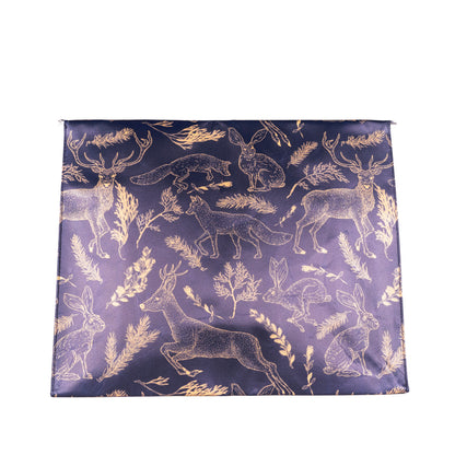 Large Blue Reusable Gift Bags with forest animals, magnet closure and scalloped, heavy duty for maximum reusability - EverWrap