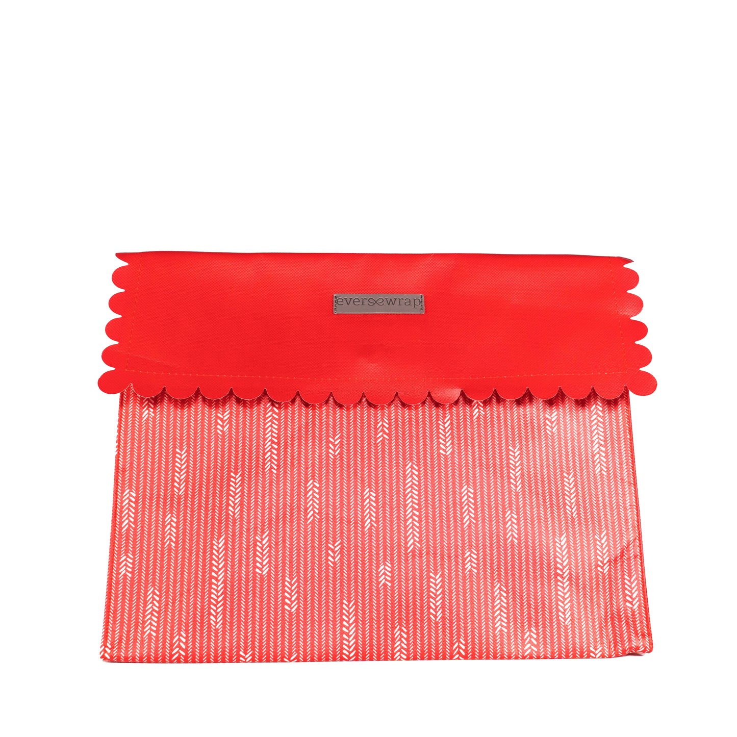 IRREGULAR - Medium Red Reusable gift bag with magnet closure and scalloped, heavy duty for maximum reusability - EverWrap