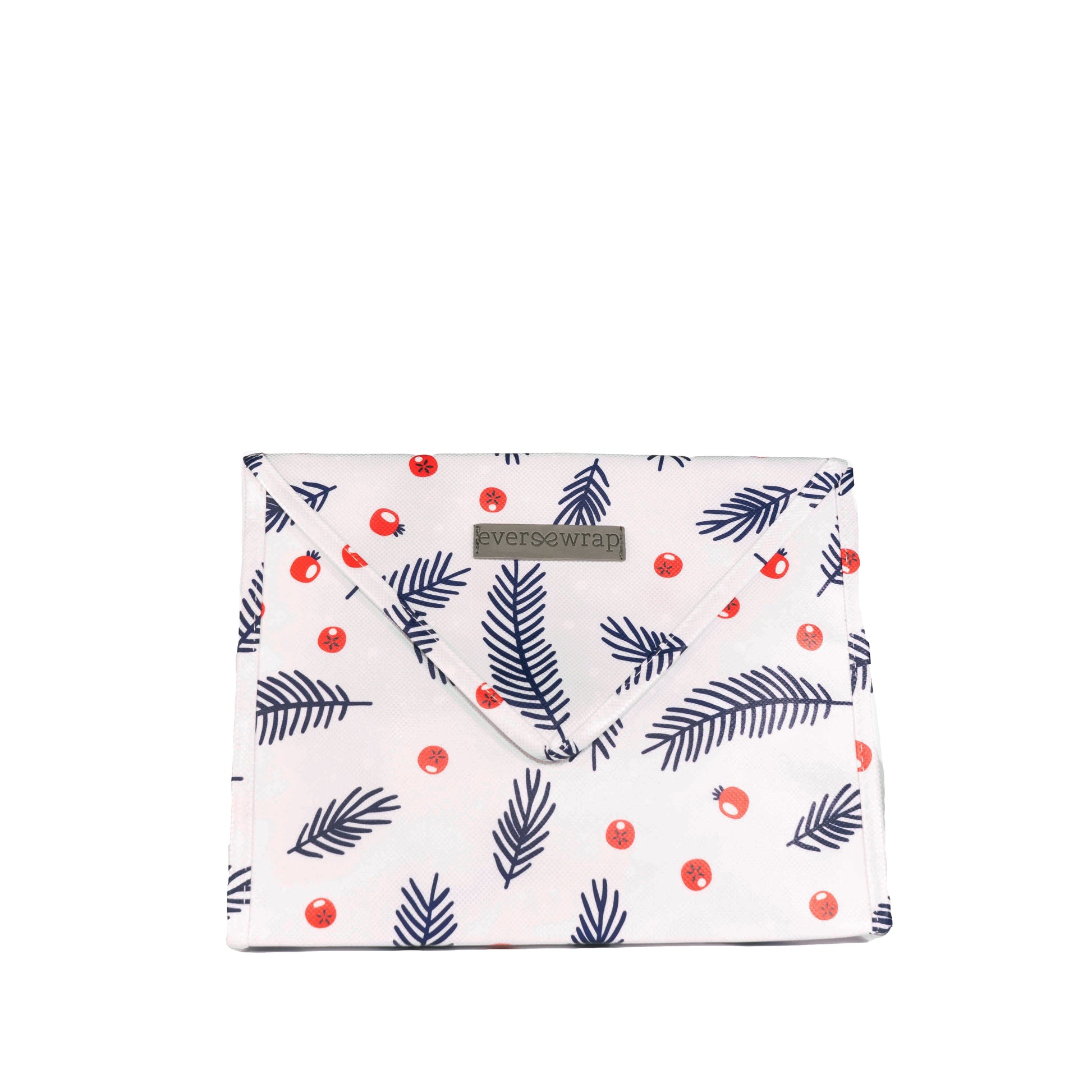 Navy Blue & Gold, Red & White Wintry prints with Woodland Animlas , Feathers and Berries are the perfect Gift Bag for Fall and Winter Celebrations - EverWrap