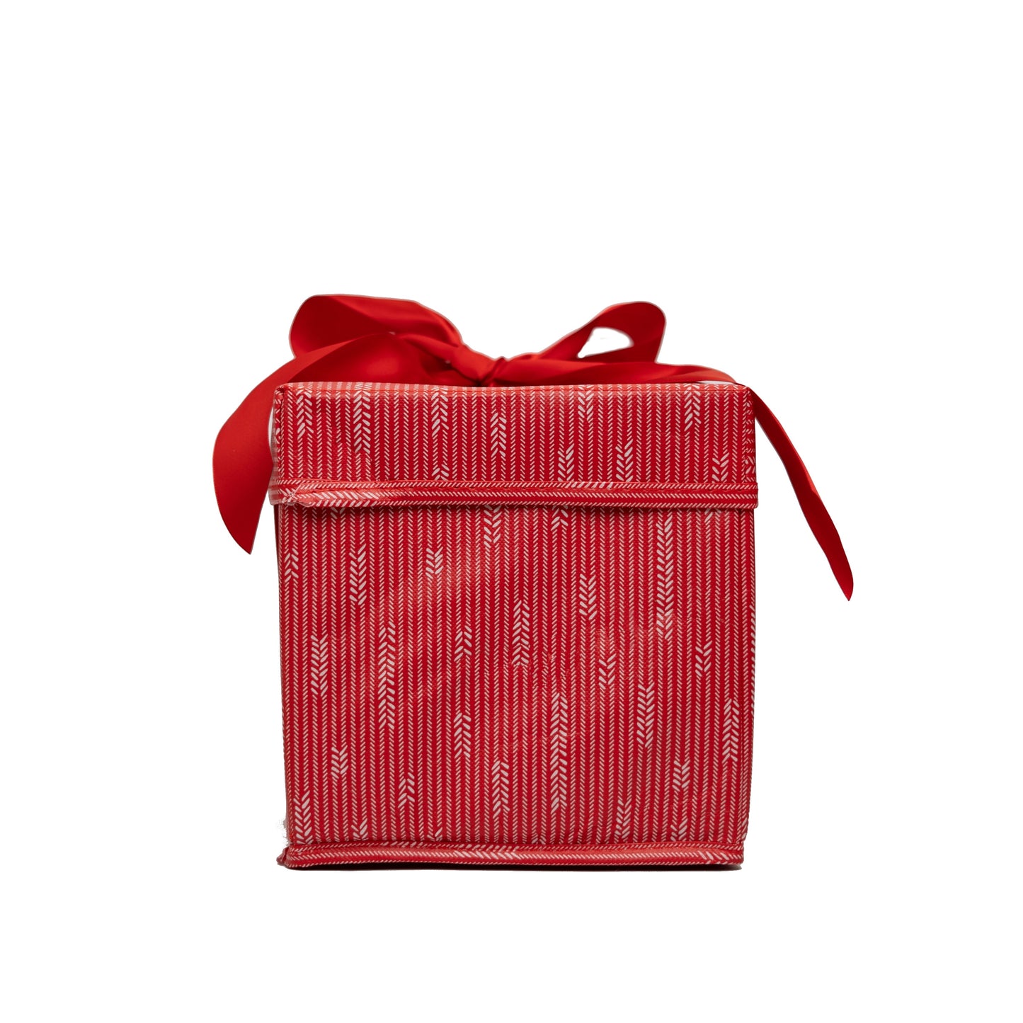 Small Red 8" Collapsible Gift Box with satin ribbon attached, great zero waste solution for sustainable and eco-friendly gift boxes - EverWrap