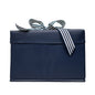 Small Shoebox-Sized Blue Collapsible Gift Box with ribbon attached, great zero waste solution for sustainable and eco-friendly gift boxes - EverWrap
