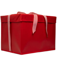 Load image into Gallery viewer, Large Red Heavy-Duty Extra Strong Collapsible Gift Box with ribbon attached, great zero waste solution for sustainable and eco-friendly gift boxes - EverWrap
