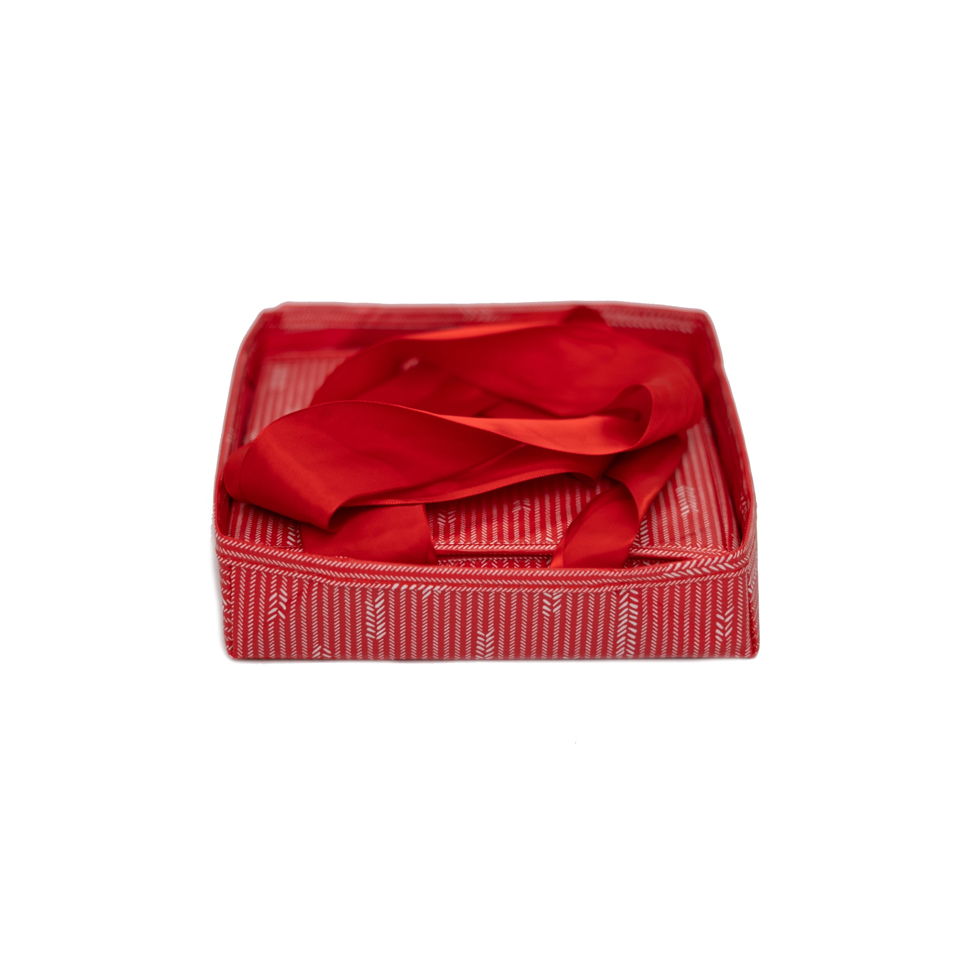 IRREGULAR - Small Red 8" Collapsible Gift Box with satin ribbon attached, great zero waste solution for sustainable and eco-friendly gift boxes - EverWrap
