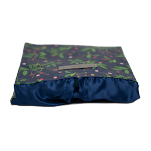 Blue Reusable gift bag, Berry and Green Foliage with Royal Blue Satin Bow makes storing and reusing this gift bag an easy sustainable zero-waste choice - EverWrap