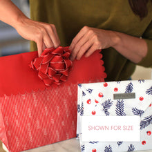 Load image into Gallery viewer, Medium Red Reusable gift bag with magnet closure and scalloped, heavy duty for maximum reusability - EverWrap
