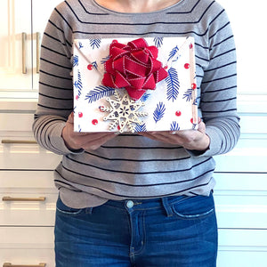 WHOLESALE QTY 15 Small berry and tree sprig 9.5" wide reusable gift bag with magnet closure, heavy duty two layer non woven foldable sustainable eco-friendly gift bag