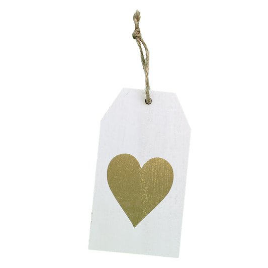 Charm: Wooden tag with gold heart - EverWrap
