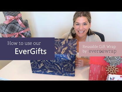 EverEnvelope: Large Navy Reusable Gift Bag with Forest Animals and Magnetic Closure